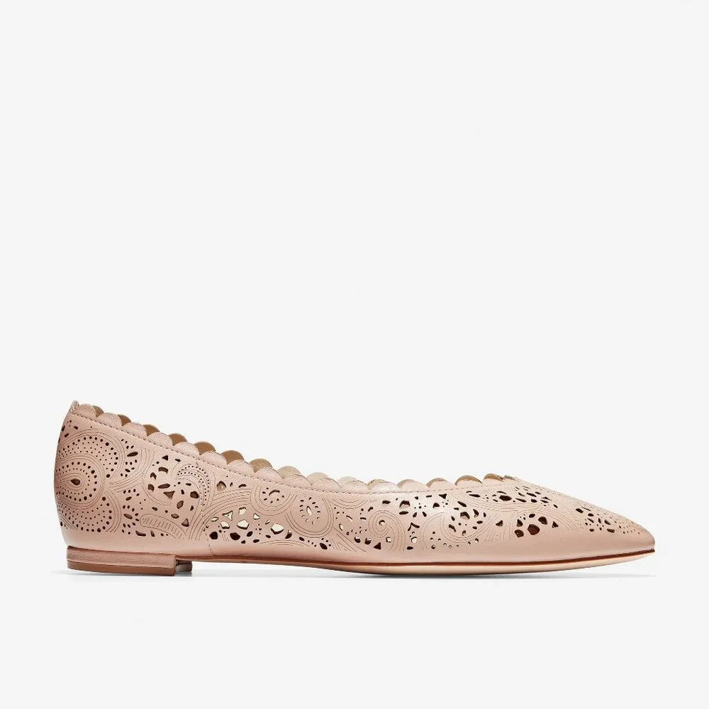 NIB Cole Haan Callie Laser-Cut Leather Flats in Mahogany Rose Size 6.5,8.5,9,9.5